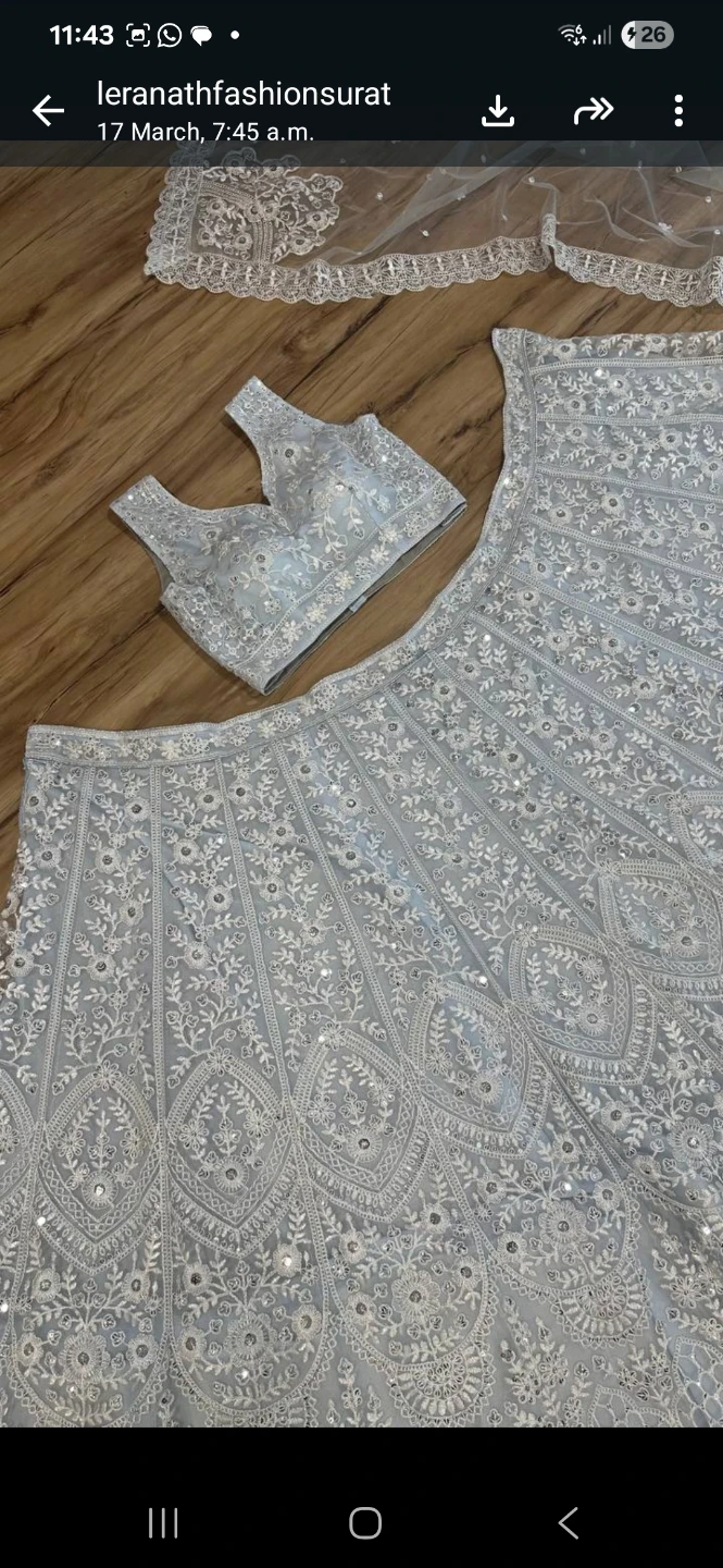 Light Blue Embroidered Lehenga Choli Set with Dupatta - photo 3