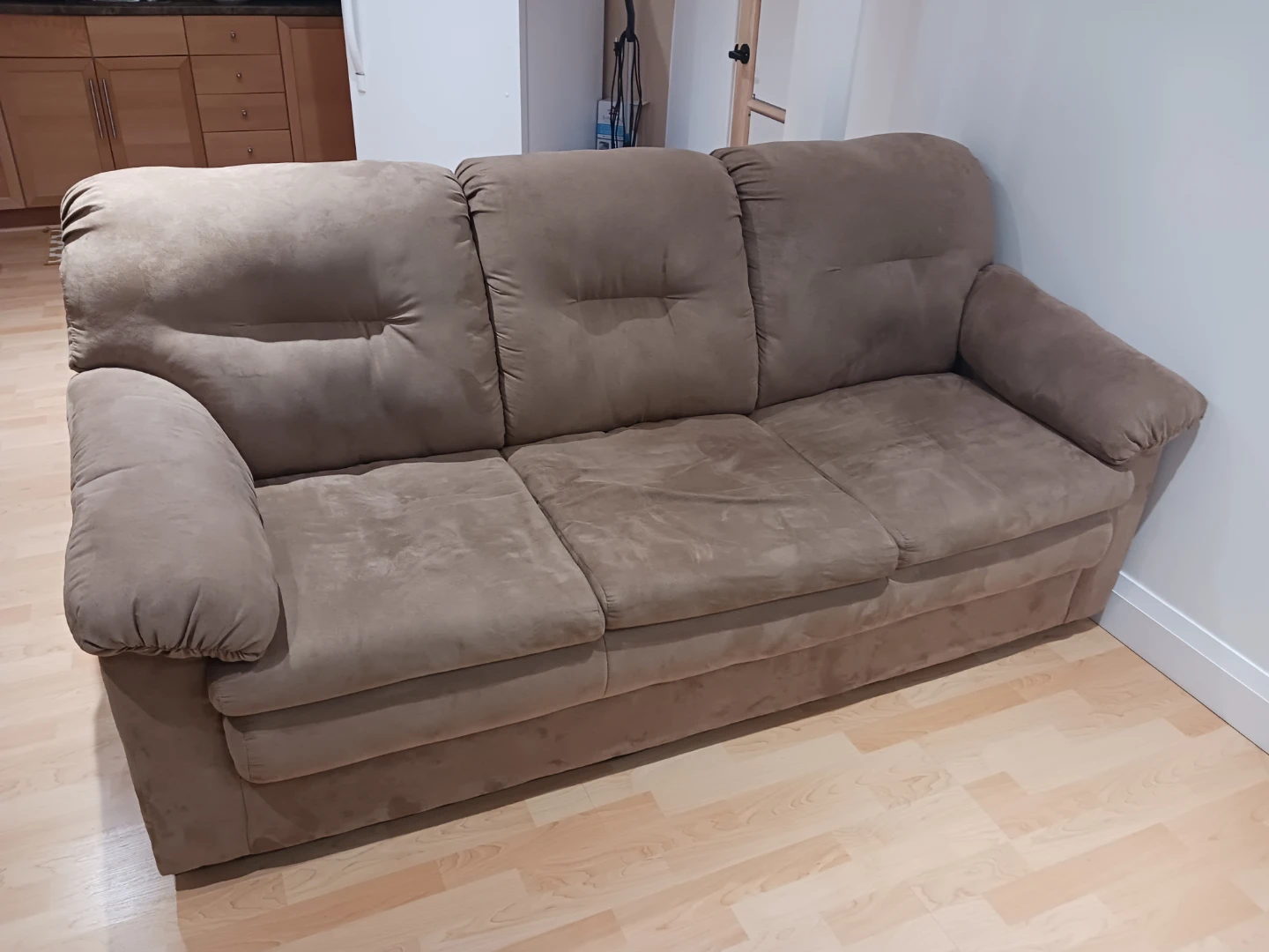 Brown Suede Three-Seater Sofa - photo 3