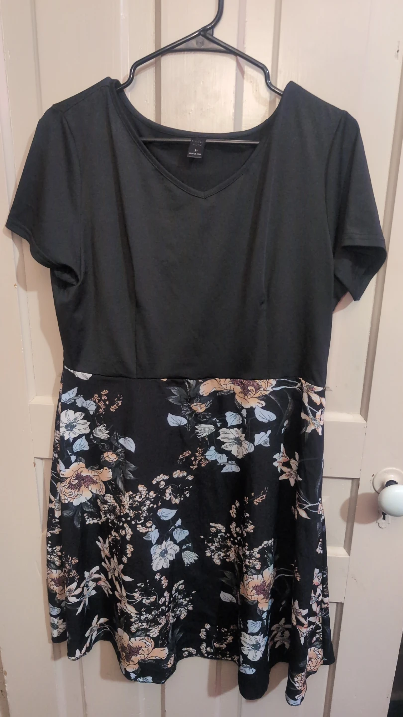 Black Floral A-Line Dress