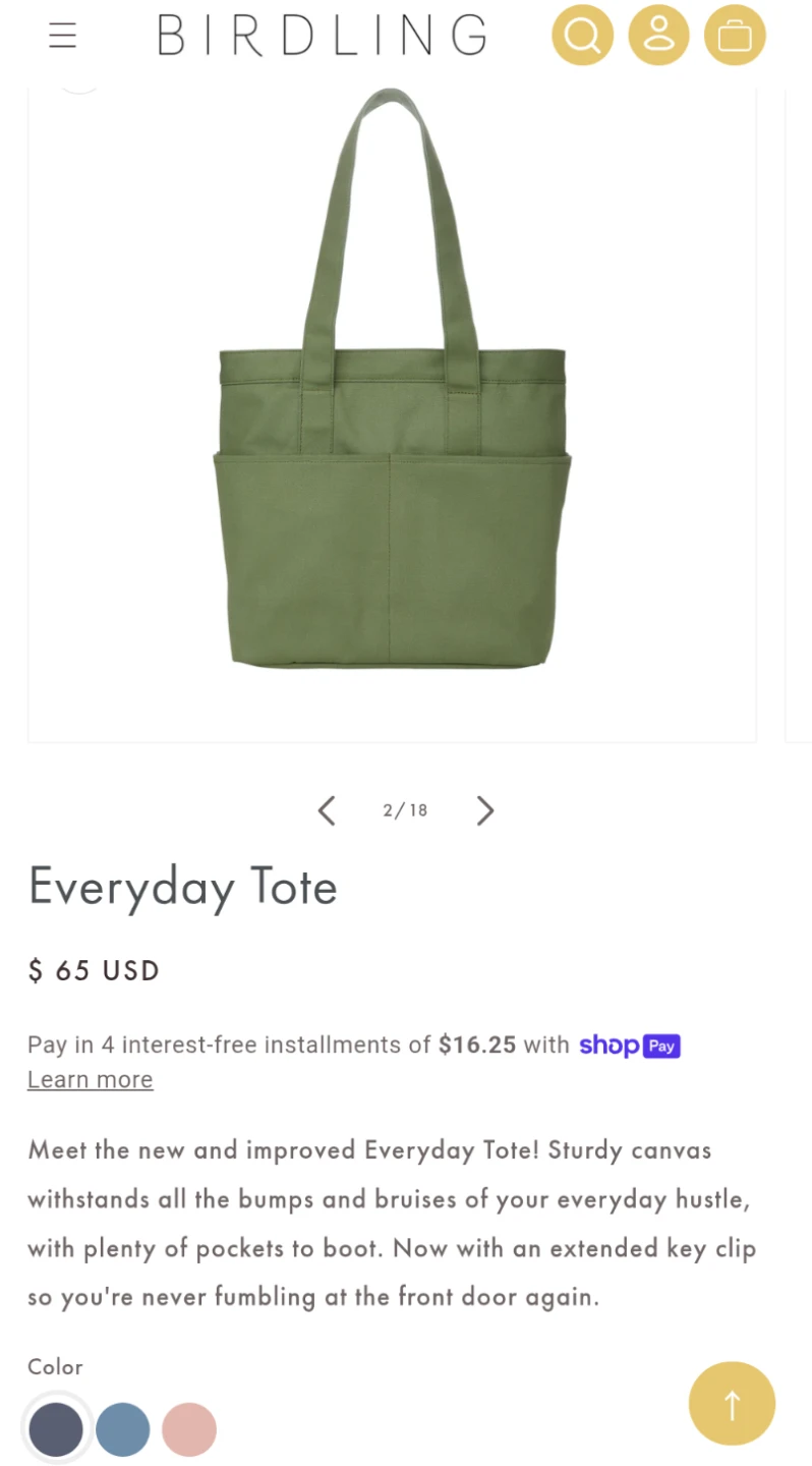 Nwt new Birdling Everyday Tote Bag