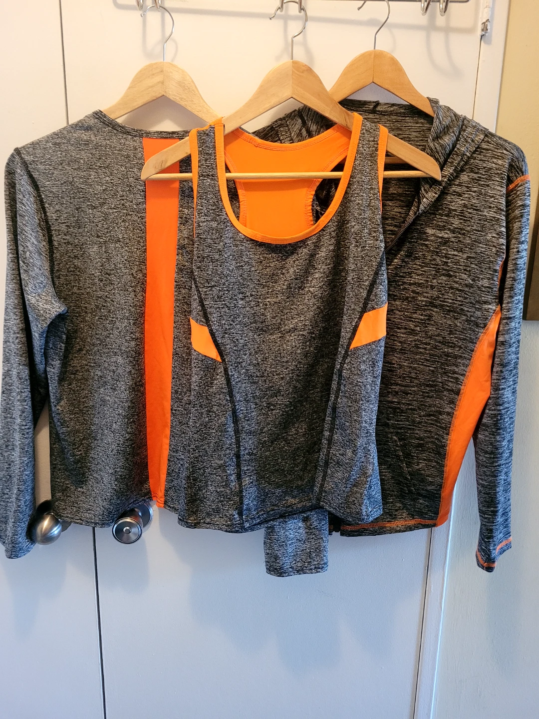 Activewear Zip-Up Hoodie with Orange Accents