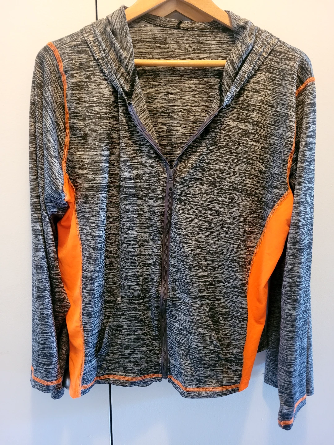 Activewear Zip-Up Hoodie with Orange Accents - photo 2