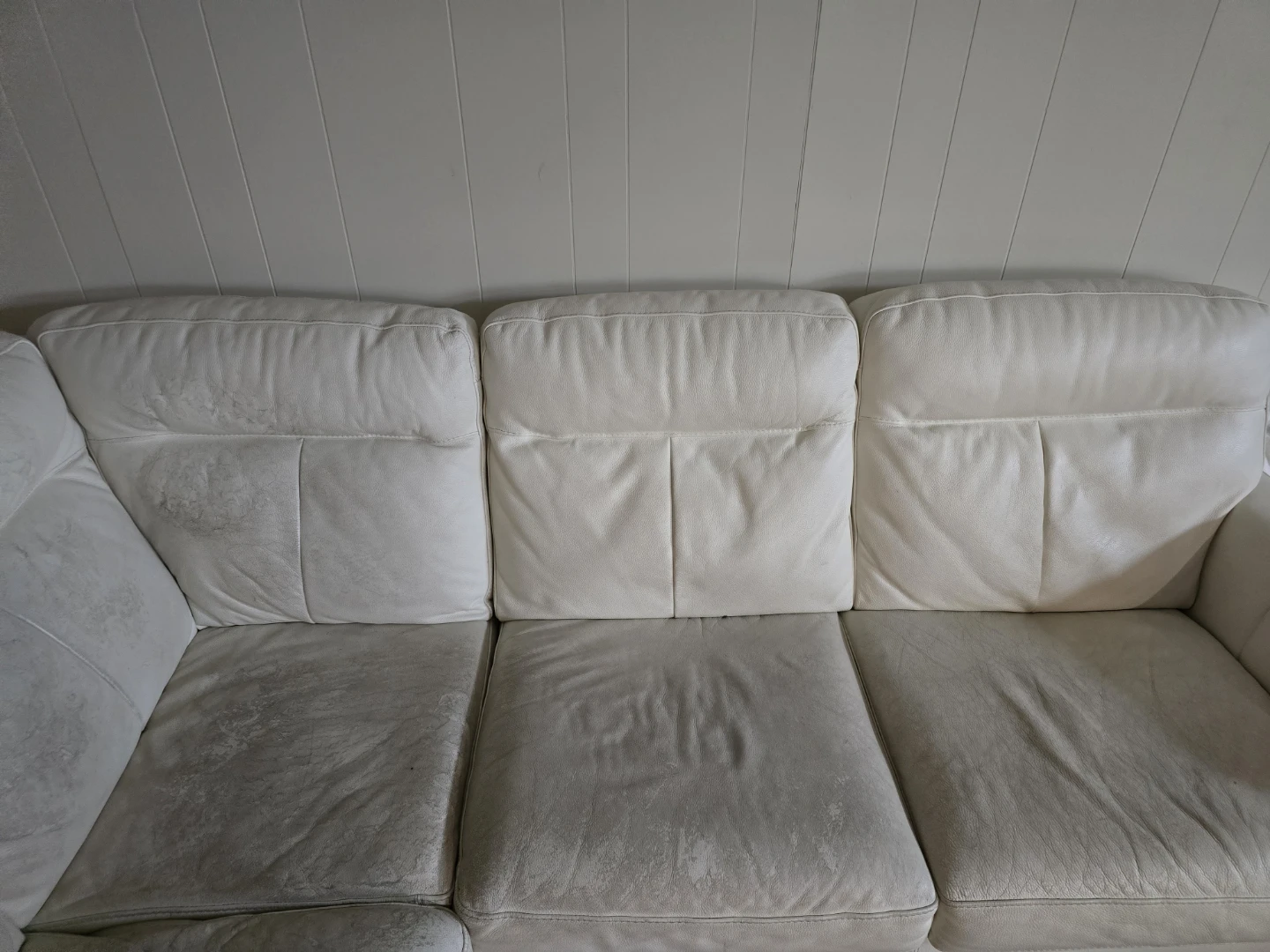 White Leather Sectional Sofa - photo 3