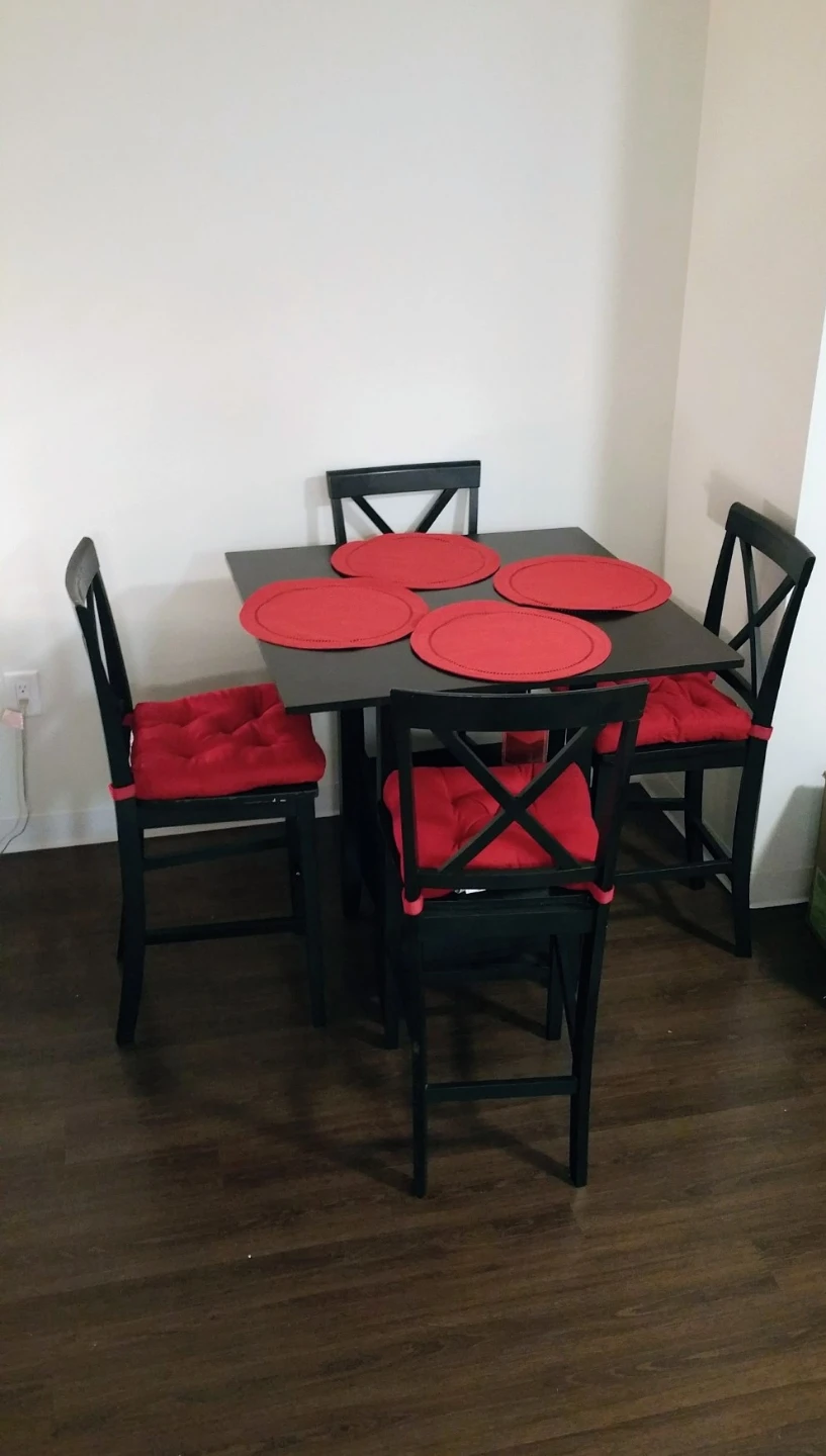 Black Dining Table Set with 4 Chairs
