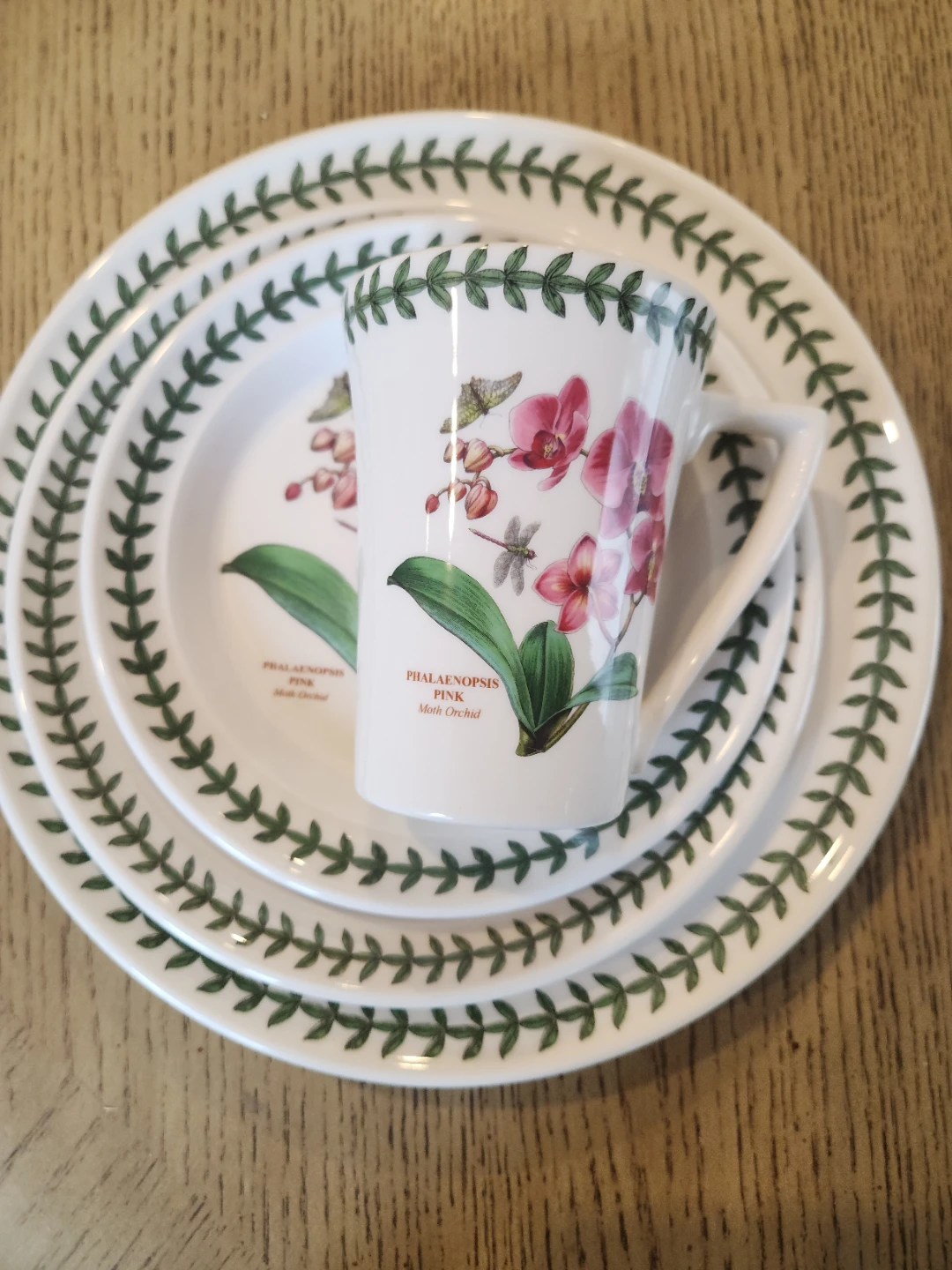 Portmeirion Botanic Garden Pink Orchid Mug and Plates Set - photo 2