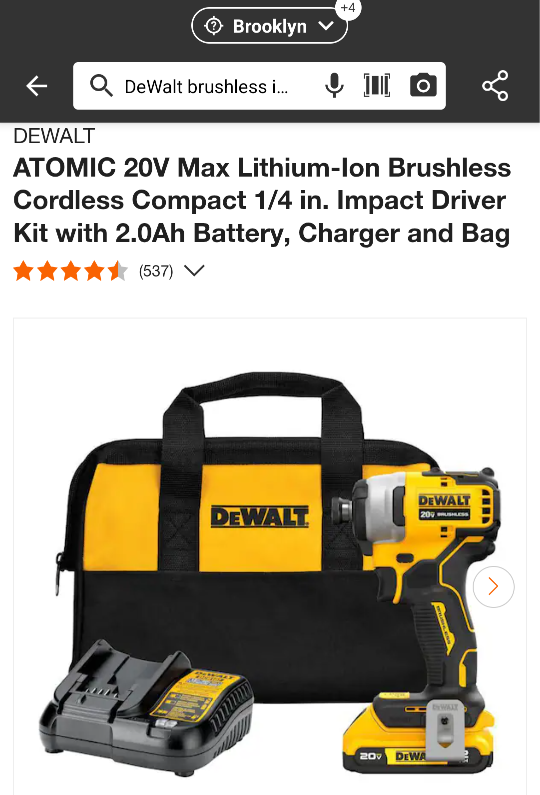 20V Max DeWalt ATOMIC Brushless Impact Drill Combo - photo 2