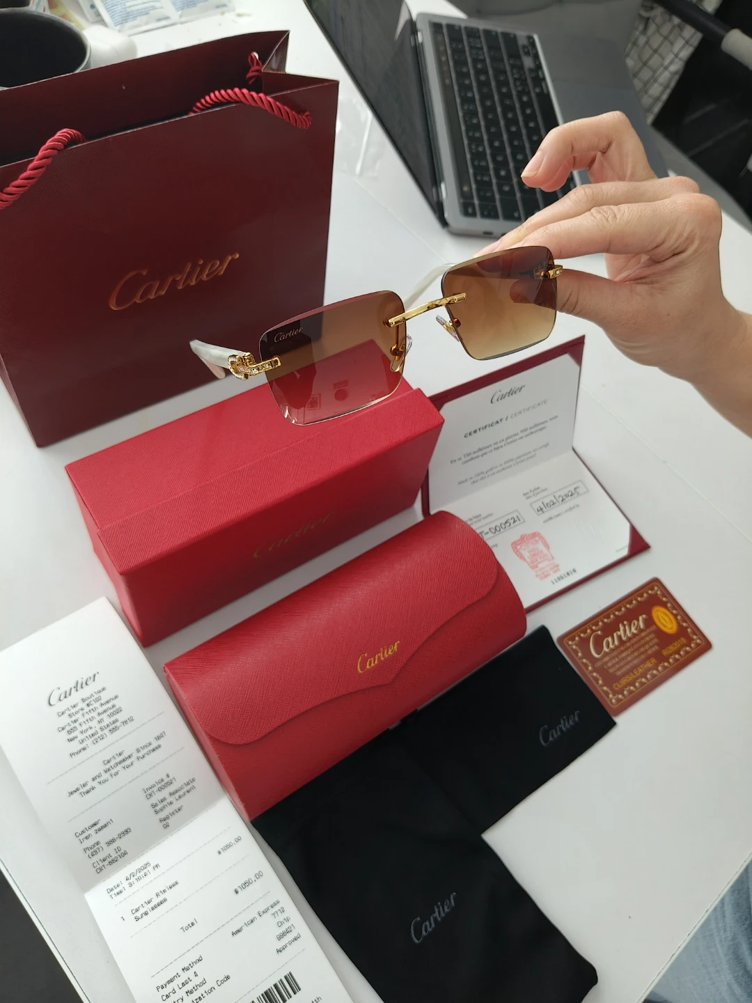 Cartier Rimless Sunglasses with White Accents - photo 2