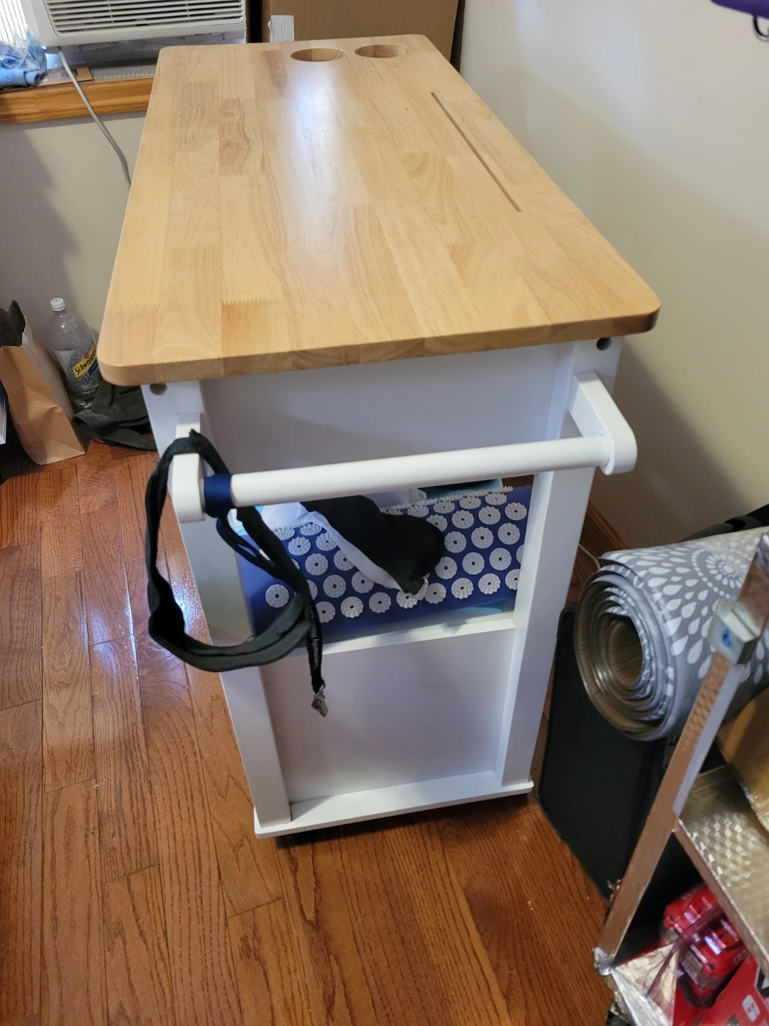 Wooden Top Kitchen Rolling Cart with Drawers and Shelves - photo 3