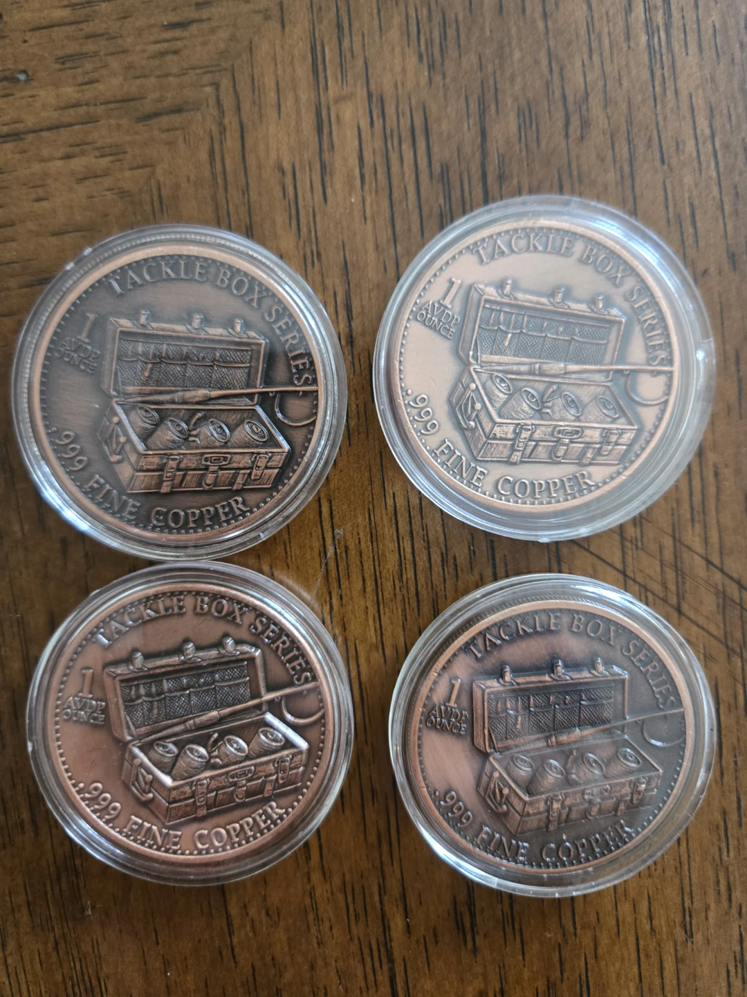 1oz x 4 coins Tackle Box Collection, Collectible Copper Coins - photo 2