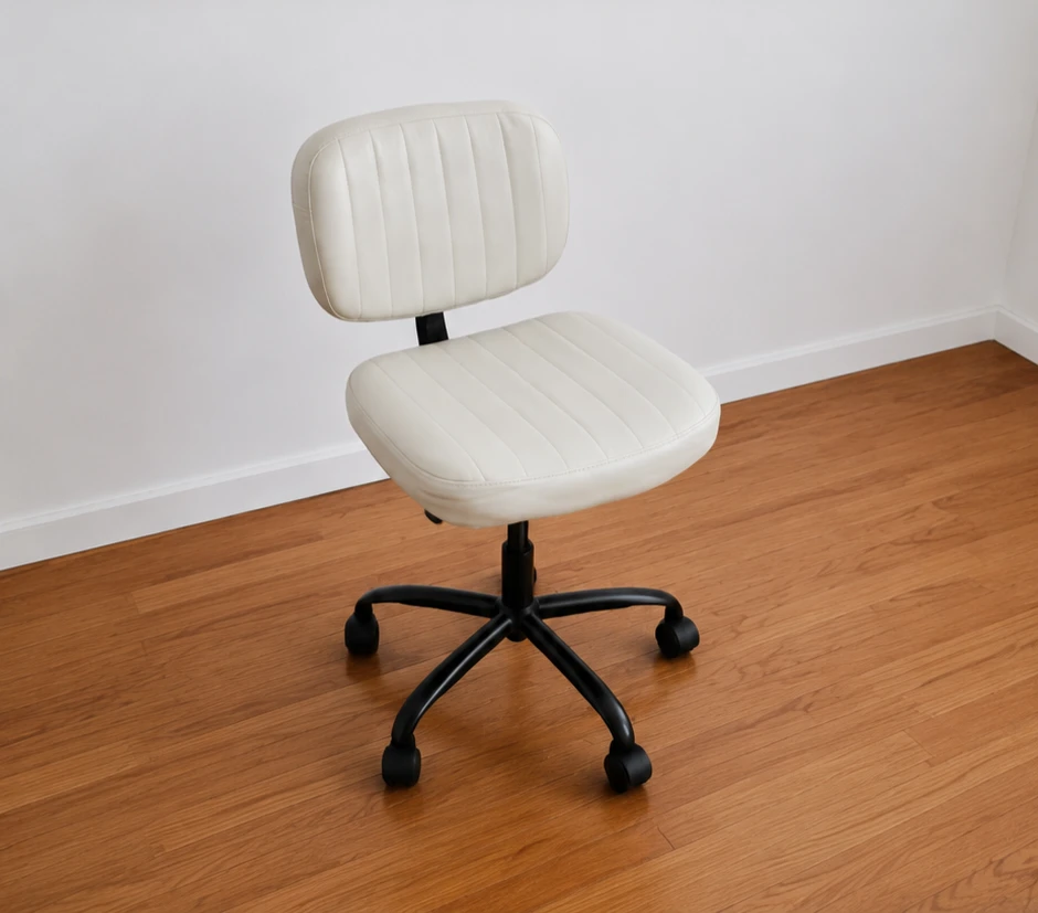 White Faux Leather Task Chair with Casters