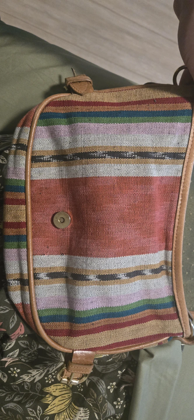Colorful Striped Crossbody Bag with Cork Owl Design - photo 2