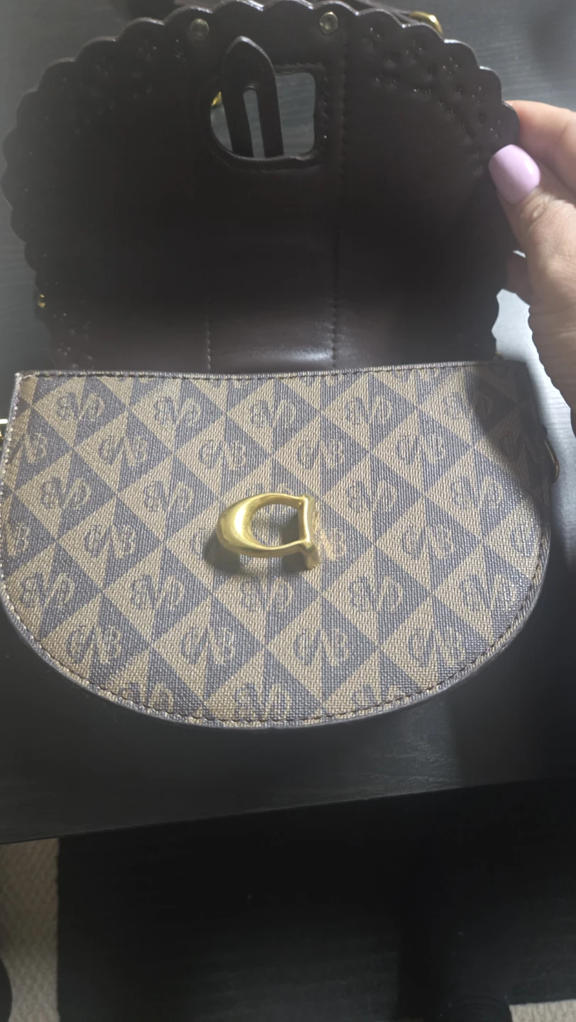 Brown Saddle Shoulder Bag with Gold Chain - photo 2