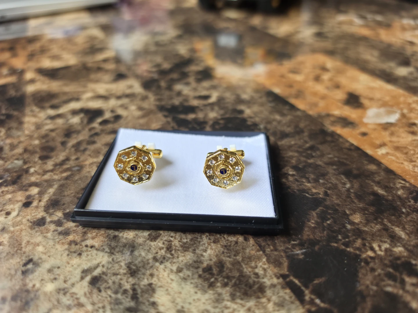 Brand New Lions Club Gold Cufflinks with stones $50