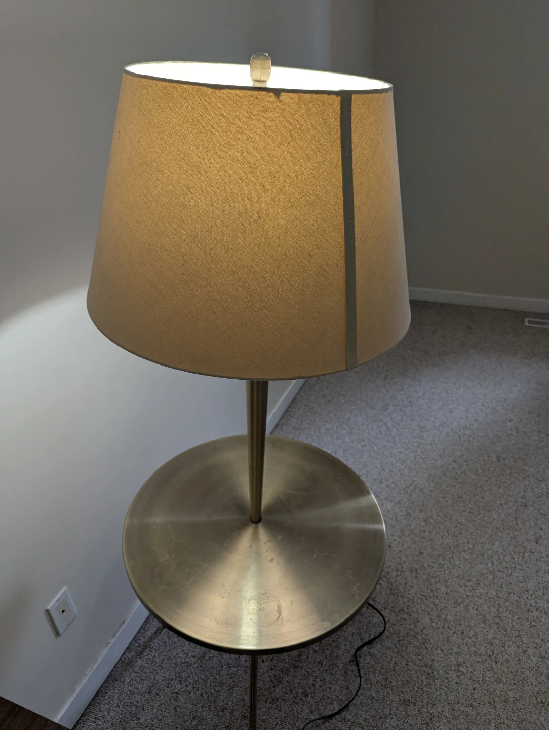 Brass Tripod Floor Lamp with Side Table
