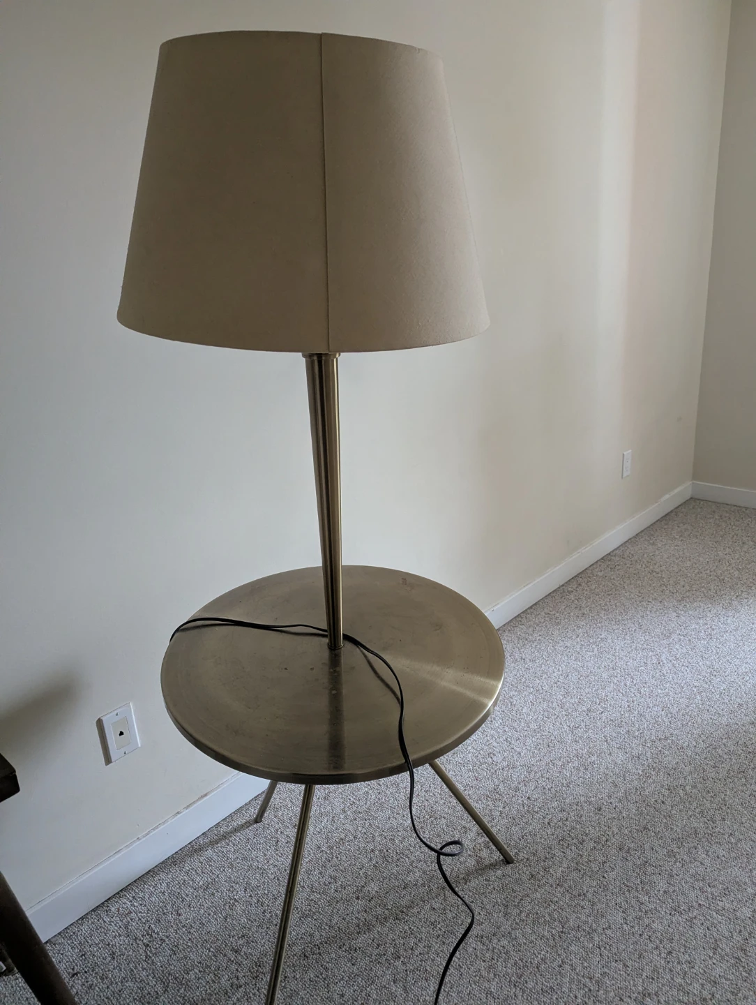 Brass Tripod Floor Lamp with Side Table - photo 4