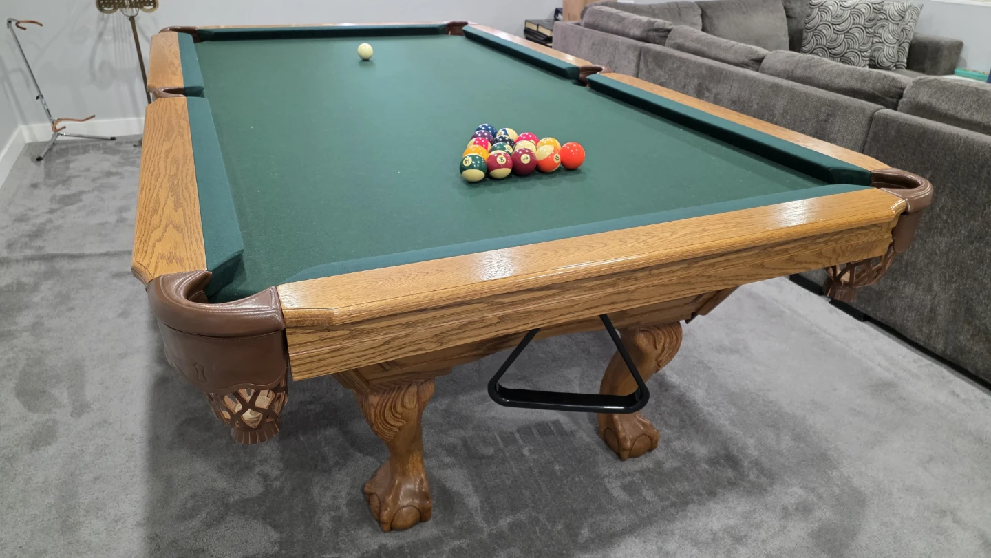 Wooden Pool Table with Green Felt - photo 2