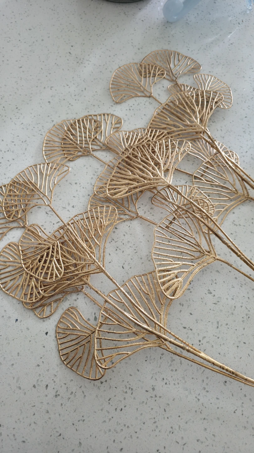 Artificial flowers Gold Leaf Stems (Set of 2 with 5 stems each) - photo 2