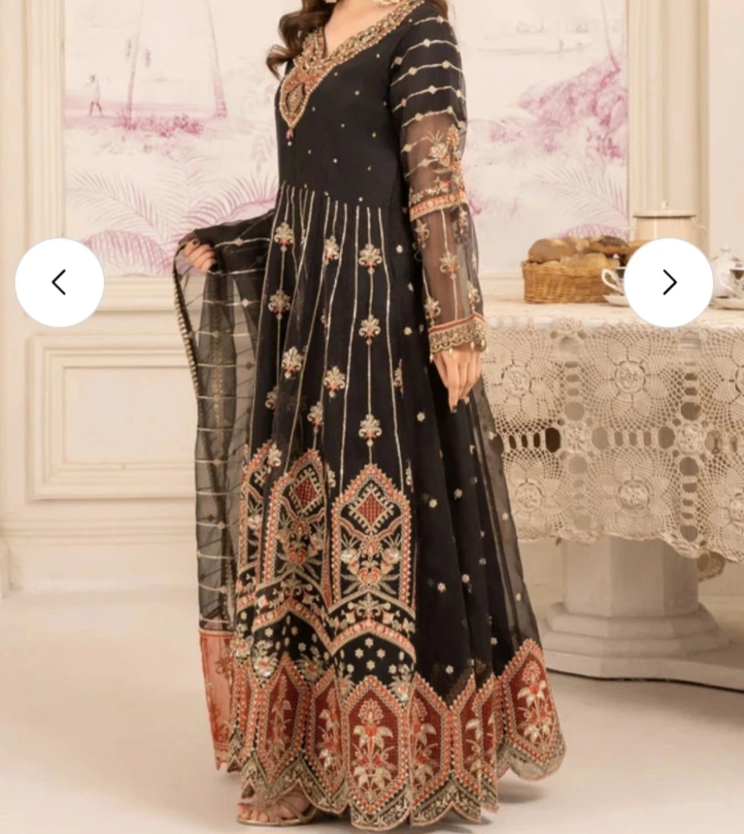 Black embroidered maxi dress with dupatta - photo 2