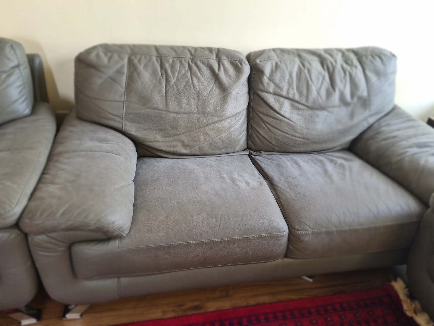 Grey Leather Sofa Set, - photo 2