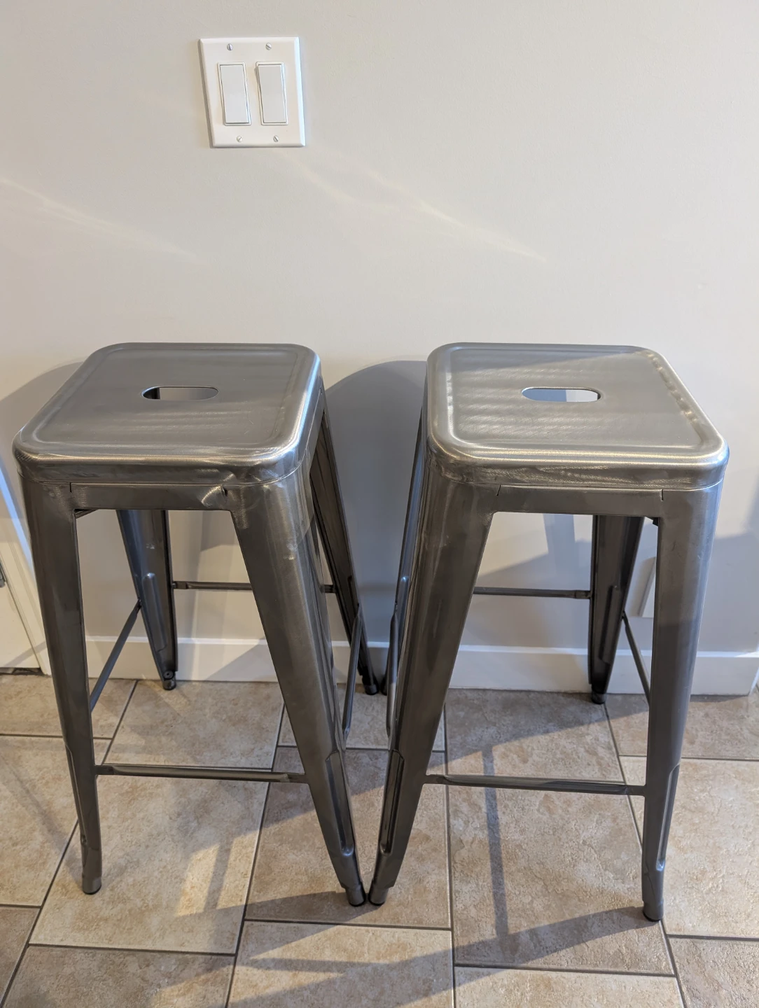Set of 2 Metal Bar Stools