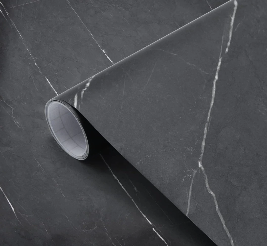 Matt Black Marble Contact Paper Peel & Stick 16"x78"