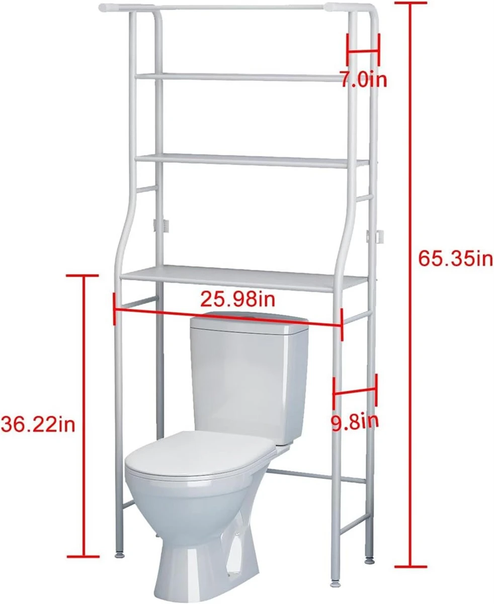 White Metal Bathroom Storage Shelf Unit Over Toilet - photo 2