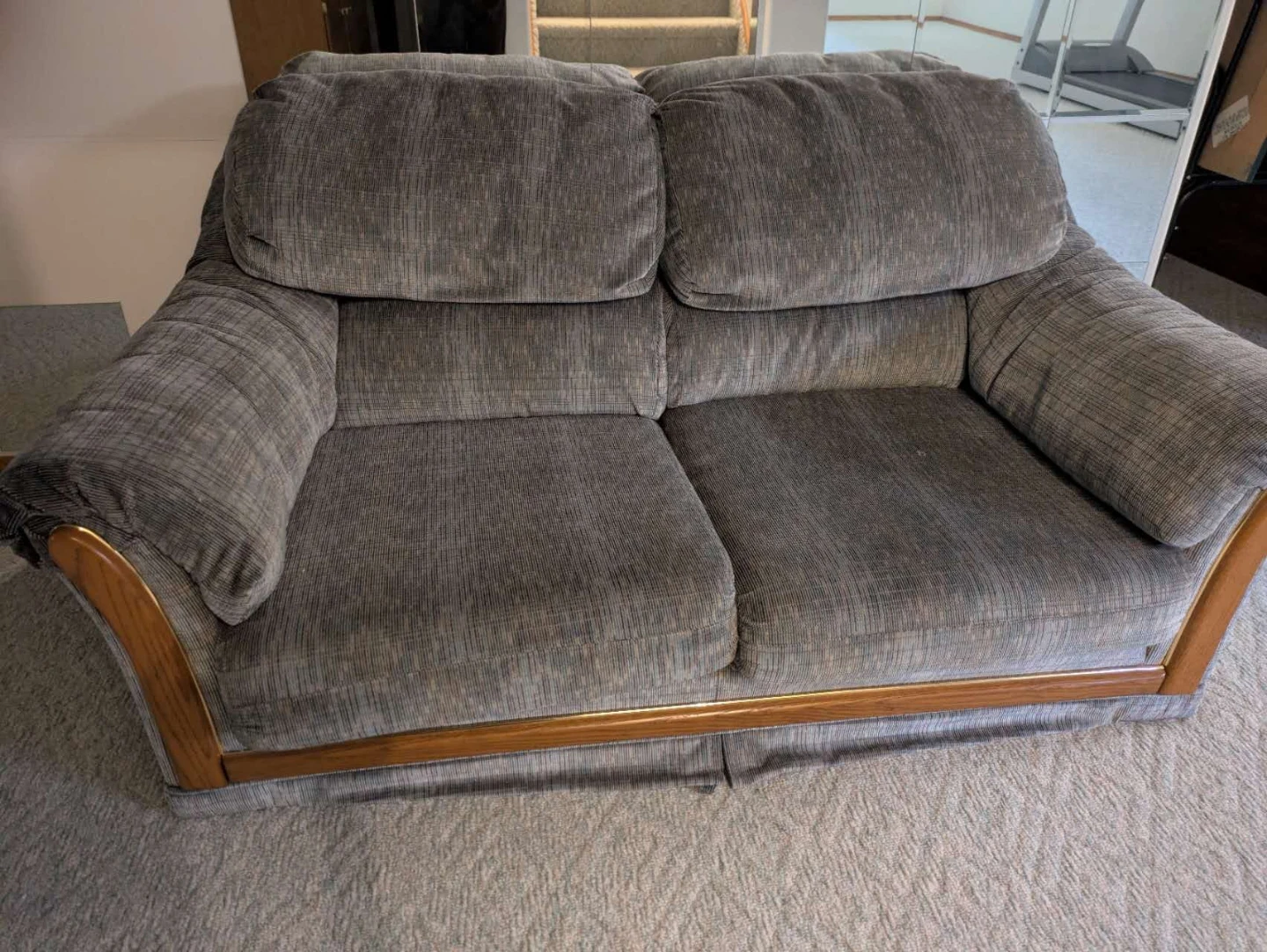 (Ozerna) Grey Plaid Sofa and Recliner Set - photo 2