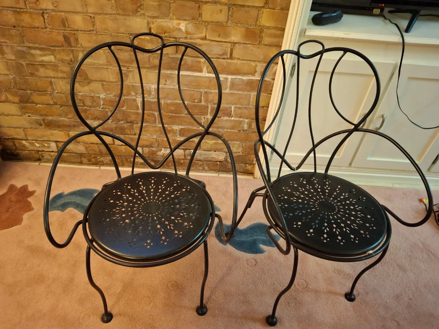 Set of 2 Black Metal Outdoor Chairs - photo 2