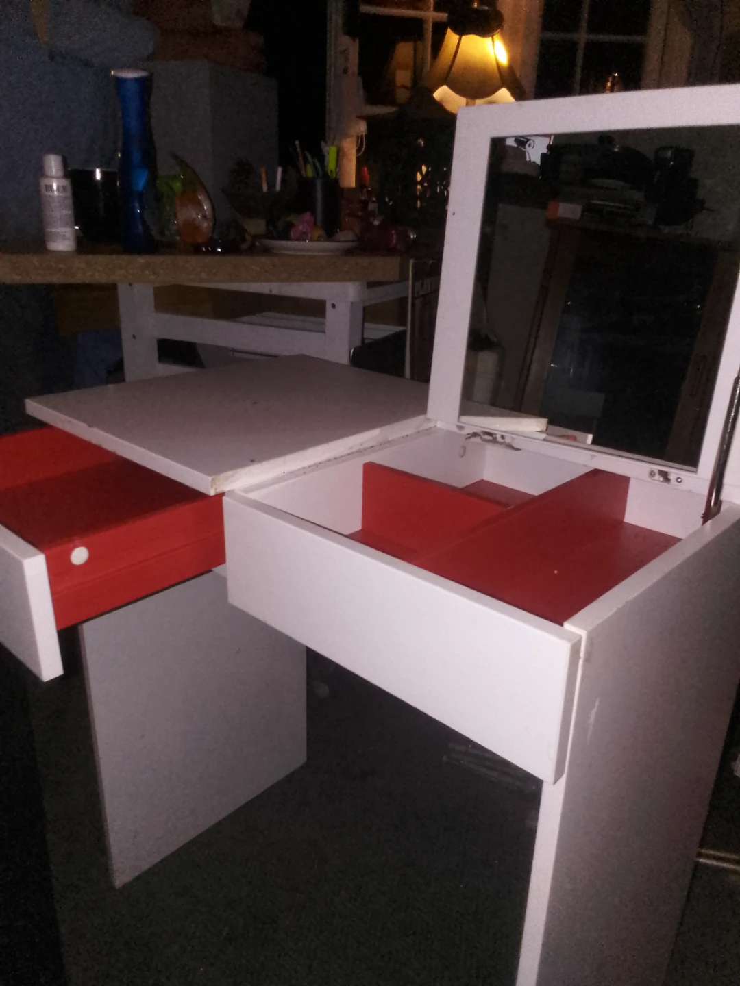 Small Kids-adult White Vanity with Mirror