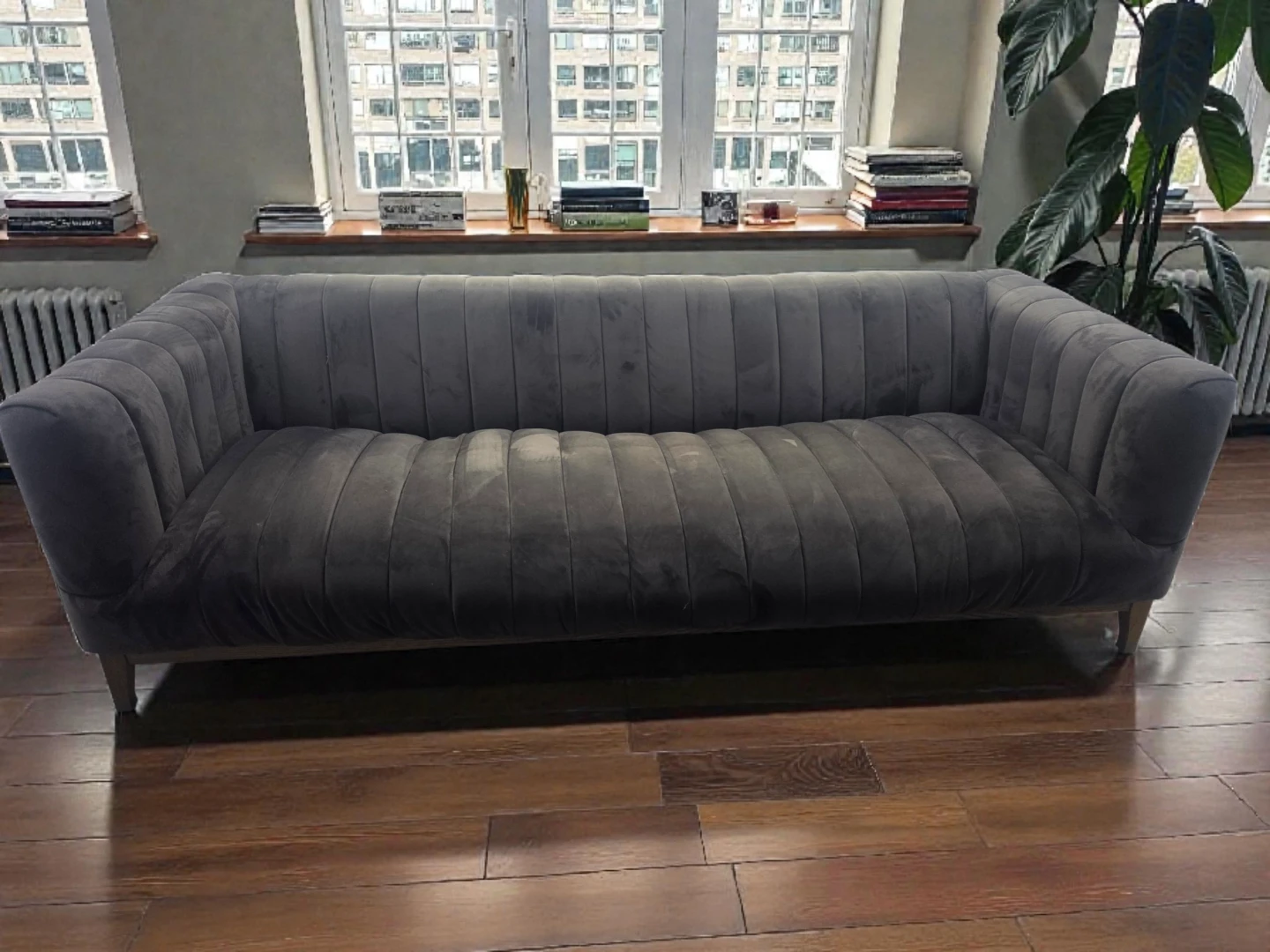 Modern Grey Velvet Sofa