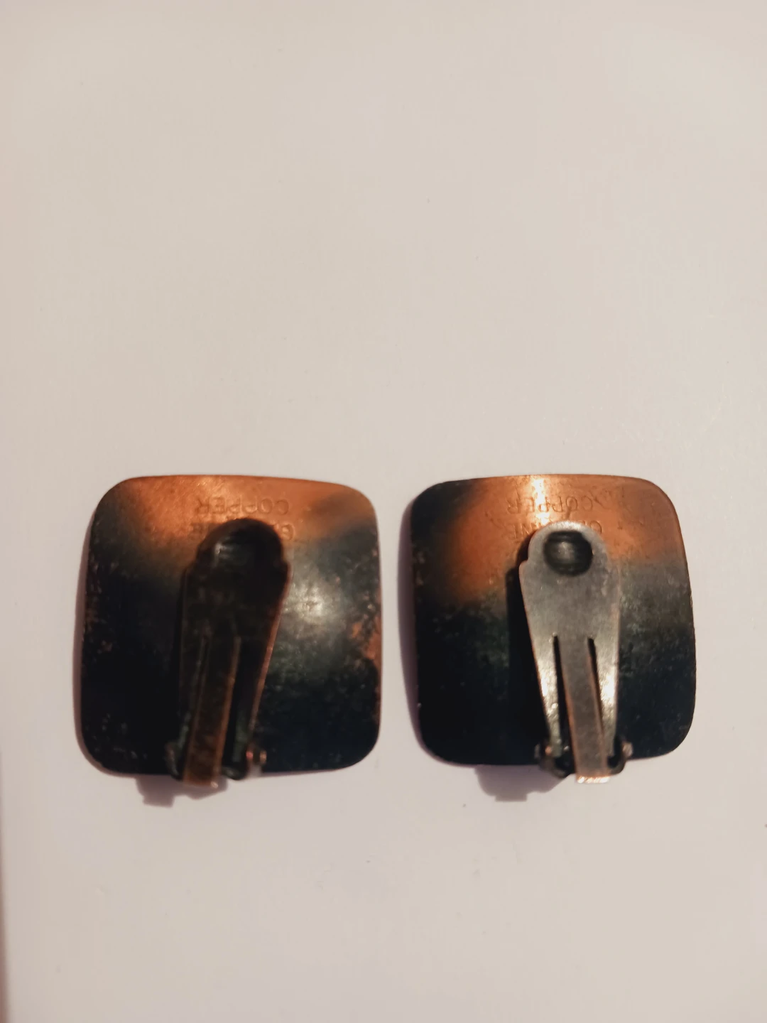Copper Vintage Theater Mask Unique Clip-On Earrings - photo 4