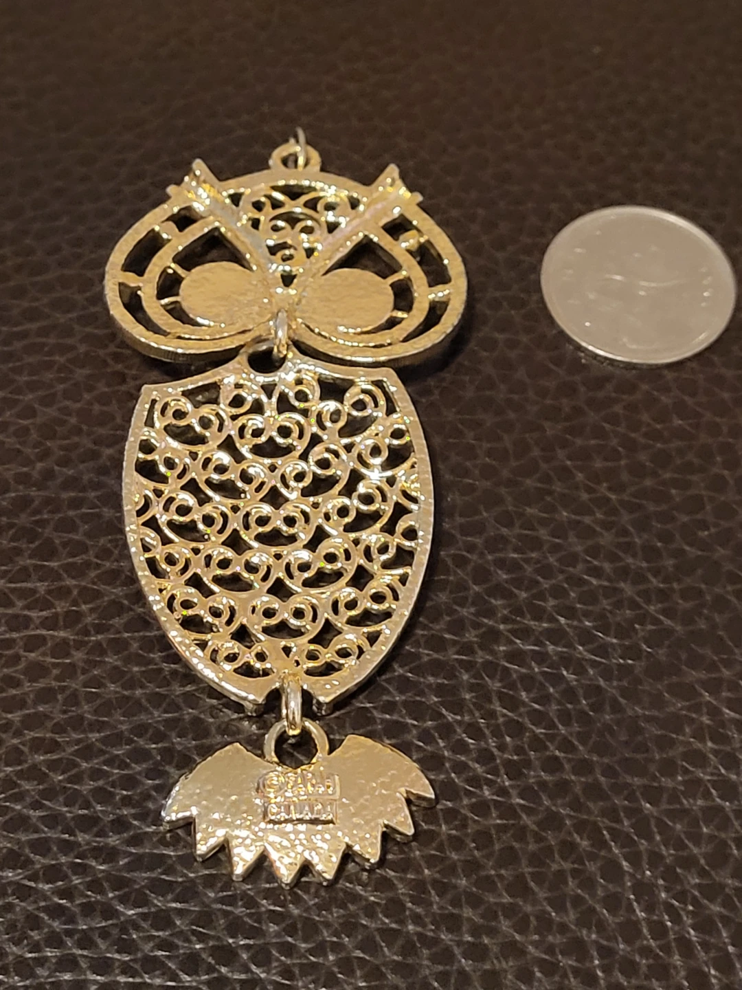 Vintage Sarah Coventry "Nite Owl" pendant 1974 gold tone - photo 2