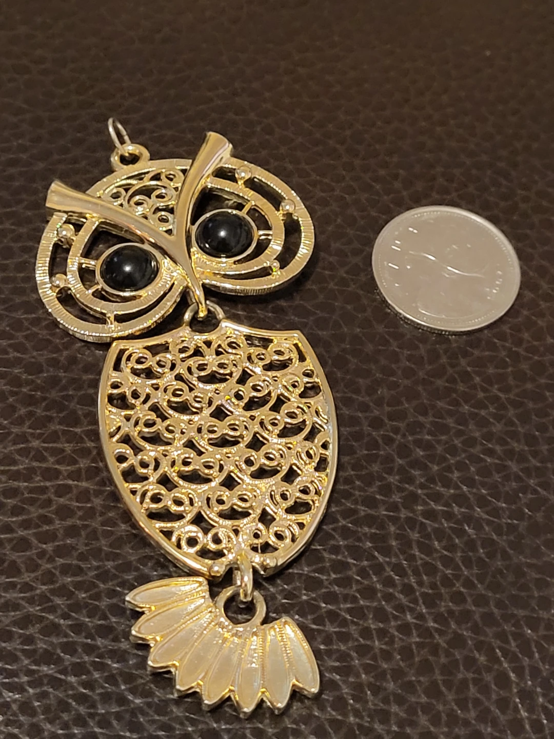 Vintage Sarah Coventry "Nite Owl" pendant 1974 gold tone - photo 4