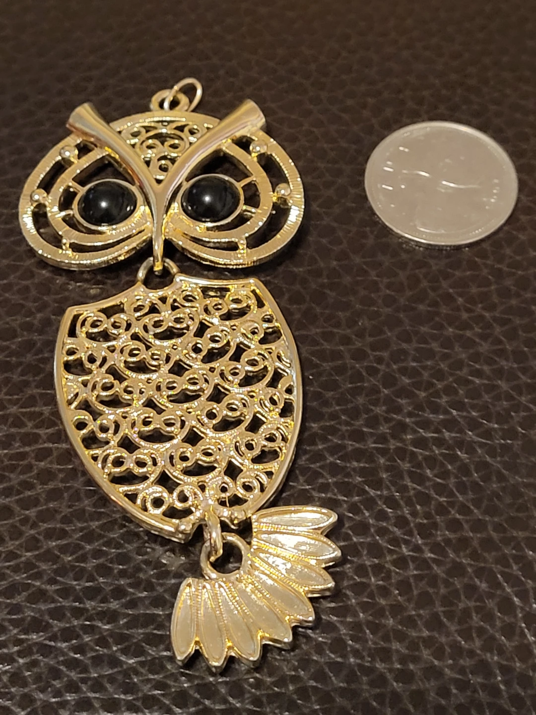 Vintage Sarah Coventry "Nite Owl" pendant 1974 gold tone - photo 5