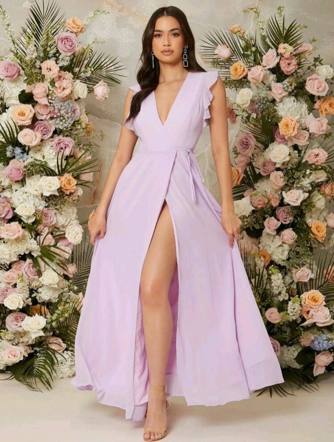 Shein Lavender Wrap Maxi Dress - Medium