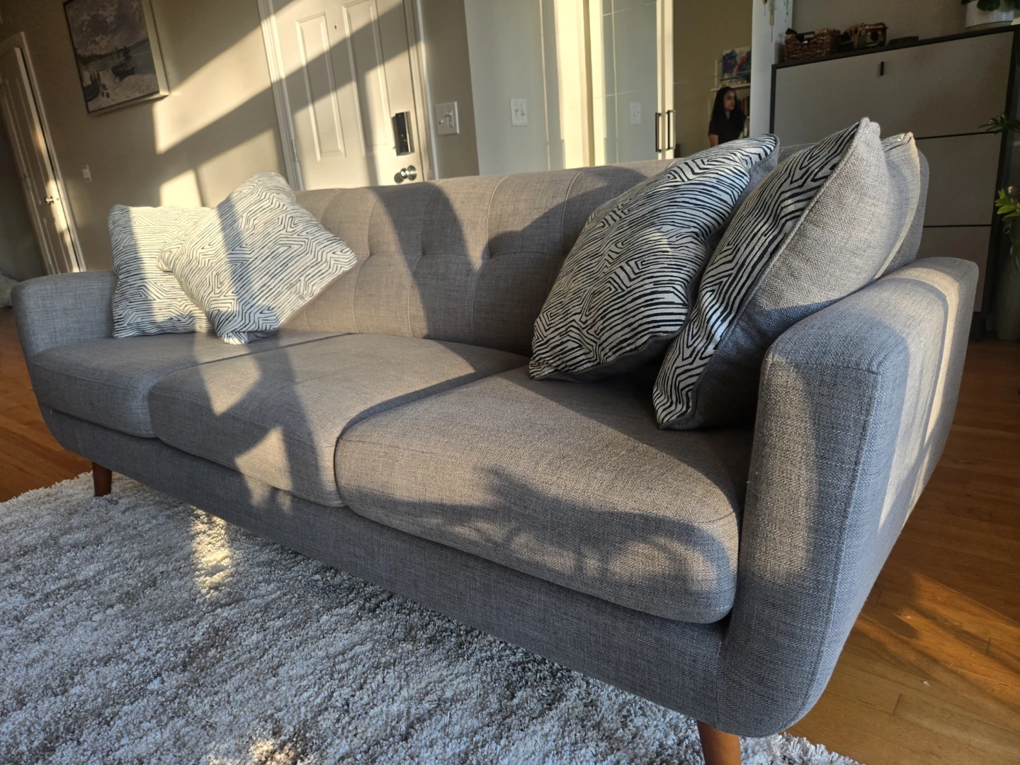 Modern Gray Sofa with Decorative Pillows - photo 3
