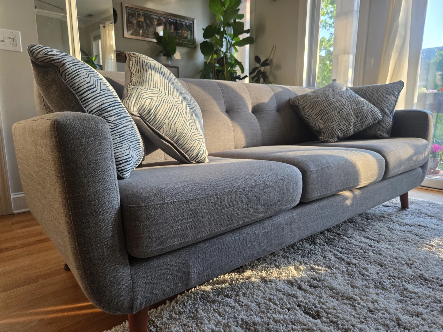 Modern Gray Sofa with Decorative Pillows - photo 5