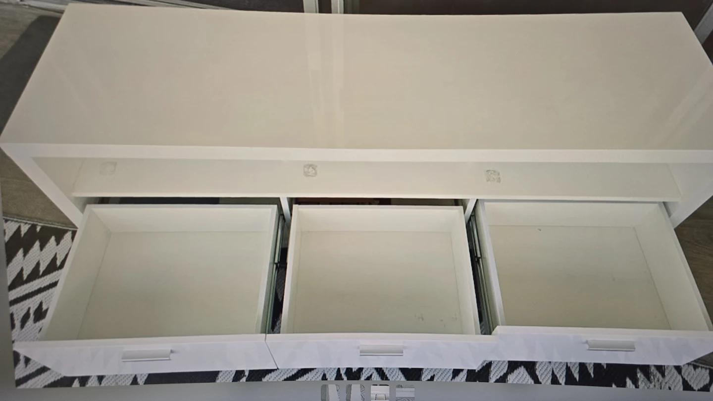White Designer TV Stand with 3 Drawers - photo 3