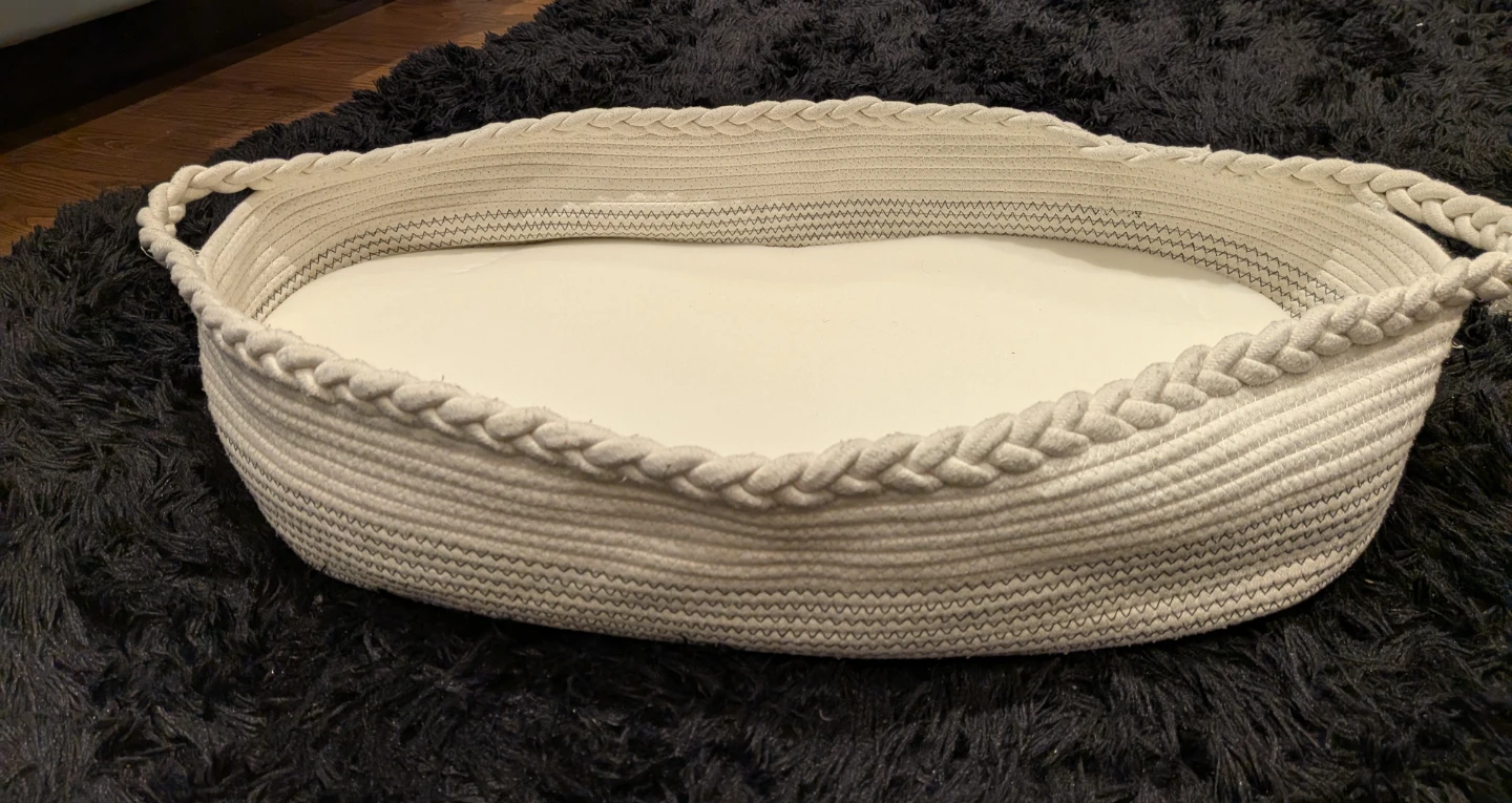 Woven Rope Bassinet Basket with White Insert - photo 2