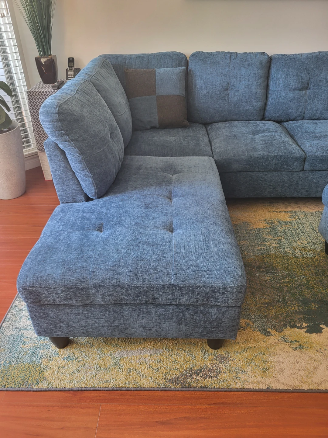 Blue Sectional Sofa with Storage Ottoman - photo 4