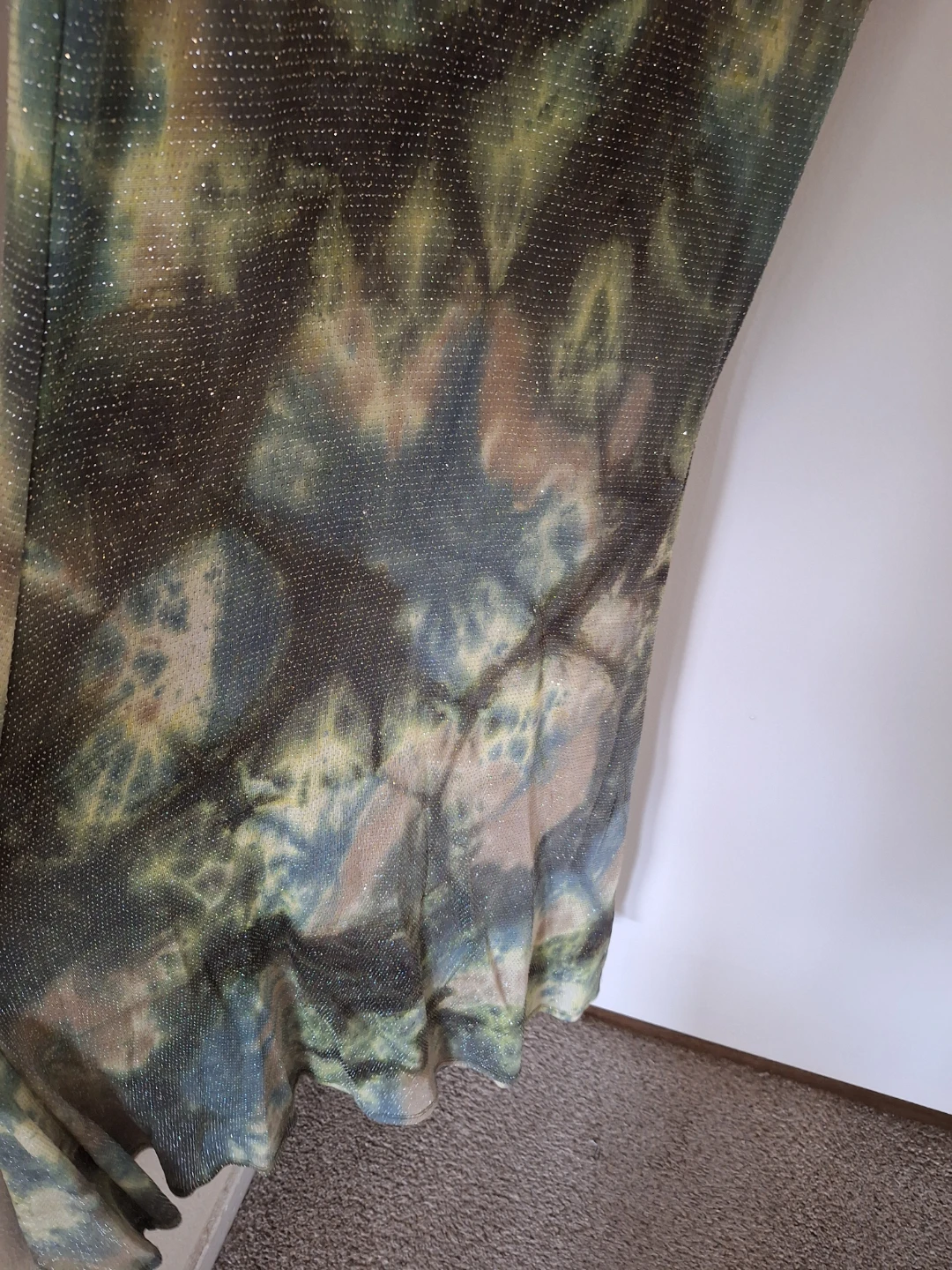 Women's Green & Brown Tie-Dye Sparkle Maxi Dress - photo 2