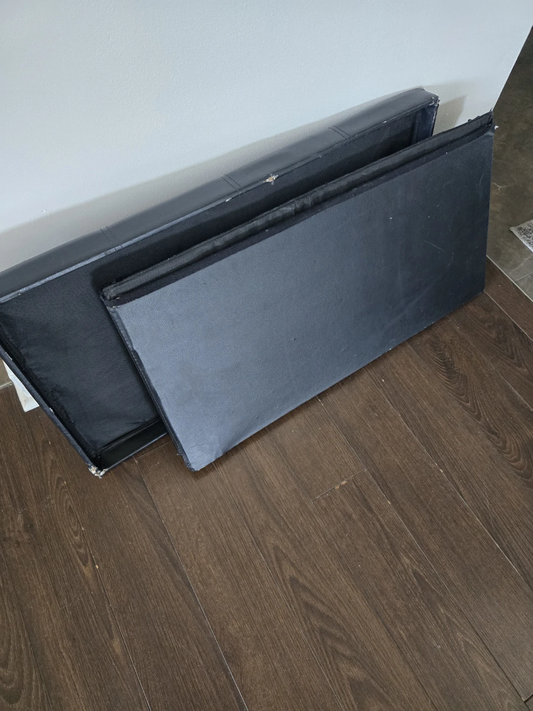Black Faux Leather Storage Ottoman Bench - photo 3