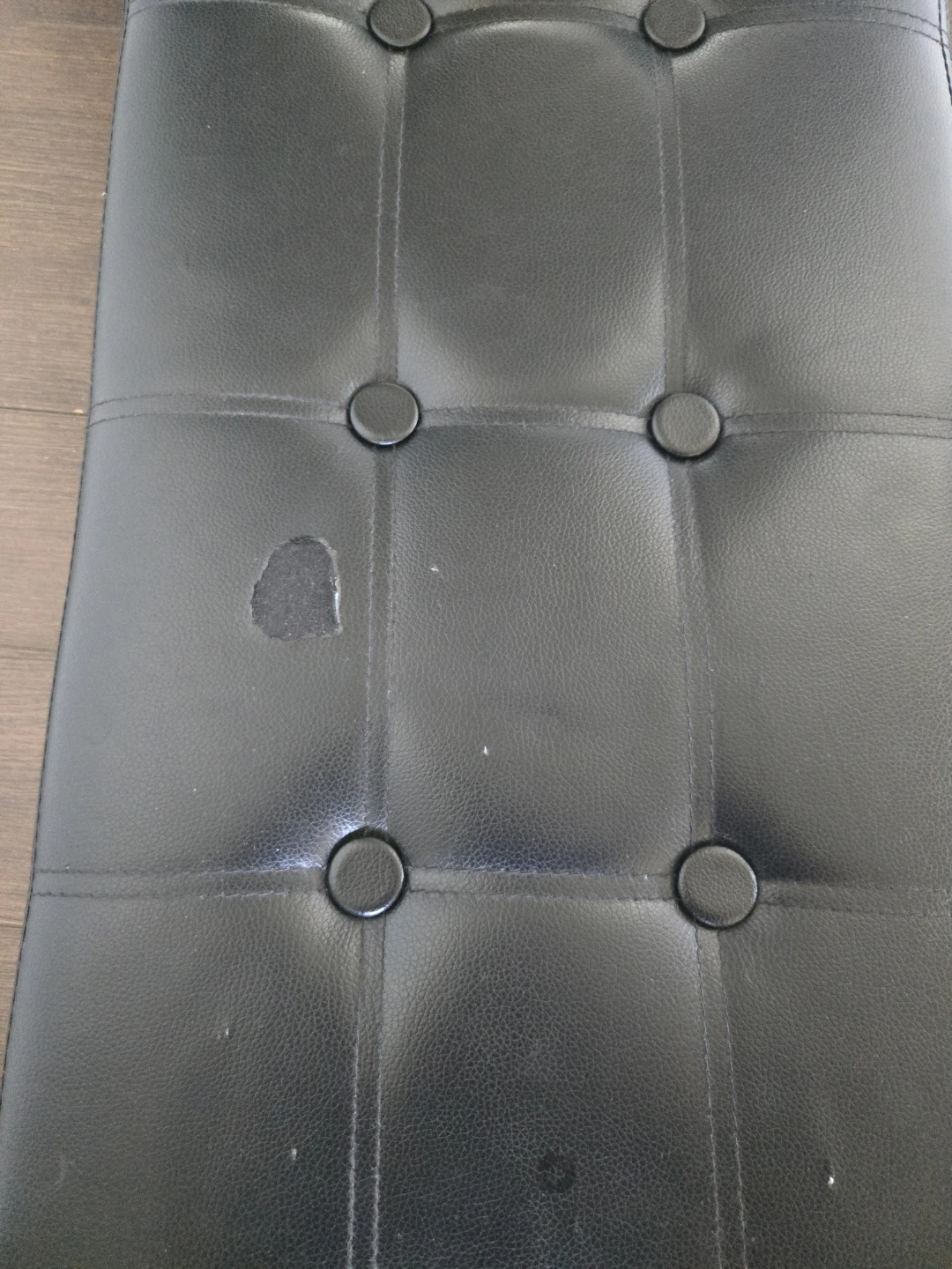 Black Faux Leather Storage Ottoman Bench - photo 4