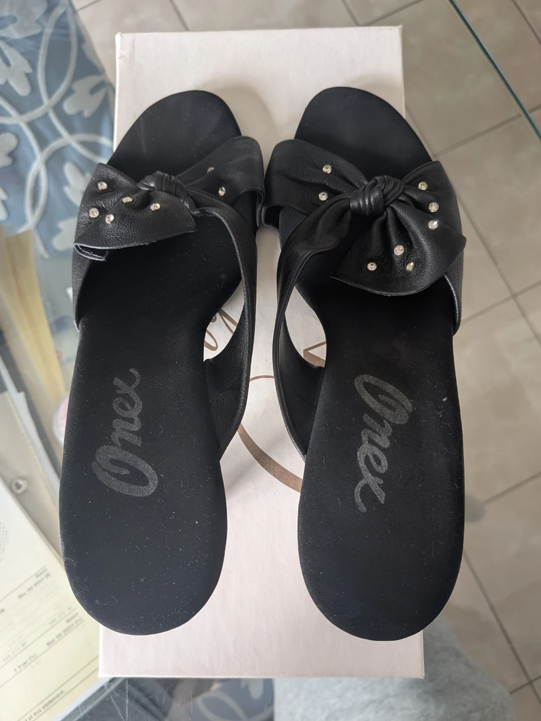 Opex Black Embellished Bow Heeled Mules