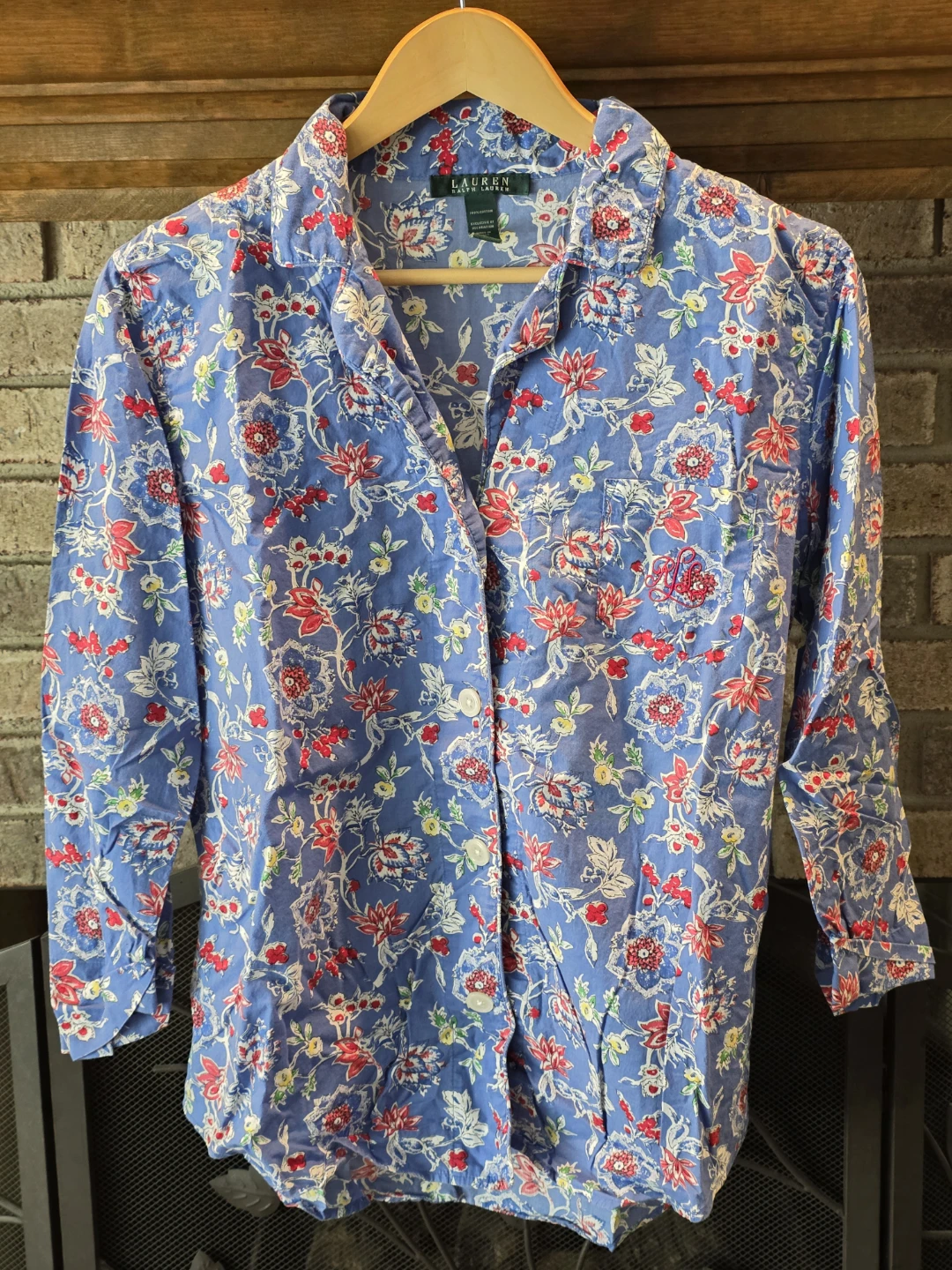 Lauren Ralph Lauren Blue Floral Button-Up Shirt