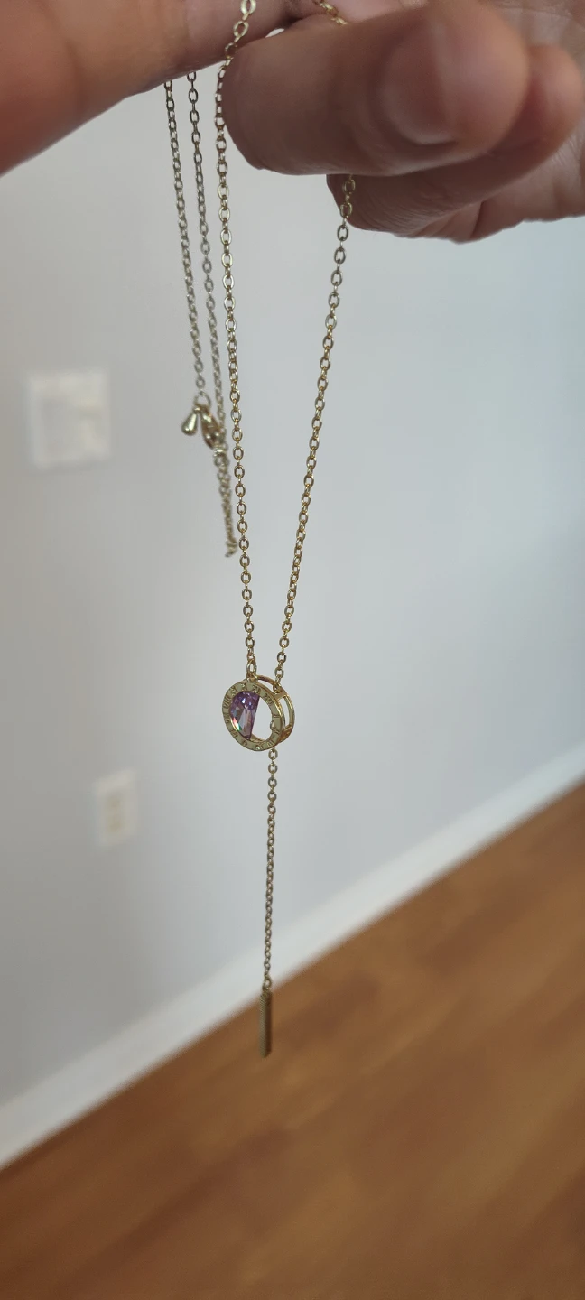 Gold Tone Necklace with Purple Pendant - photo 2