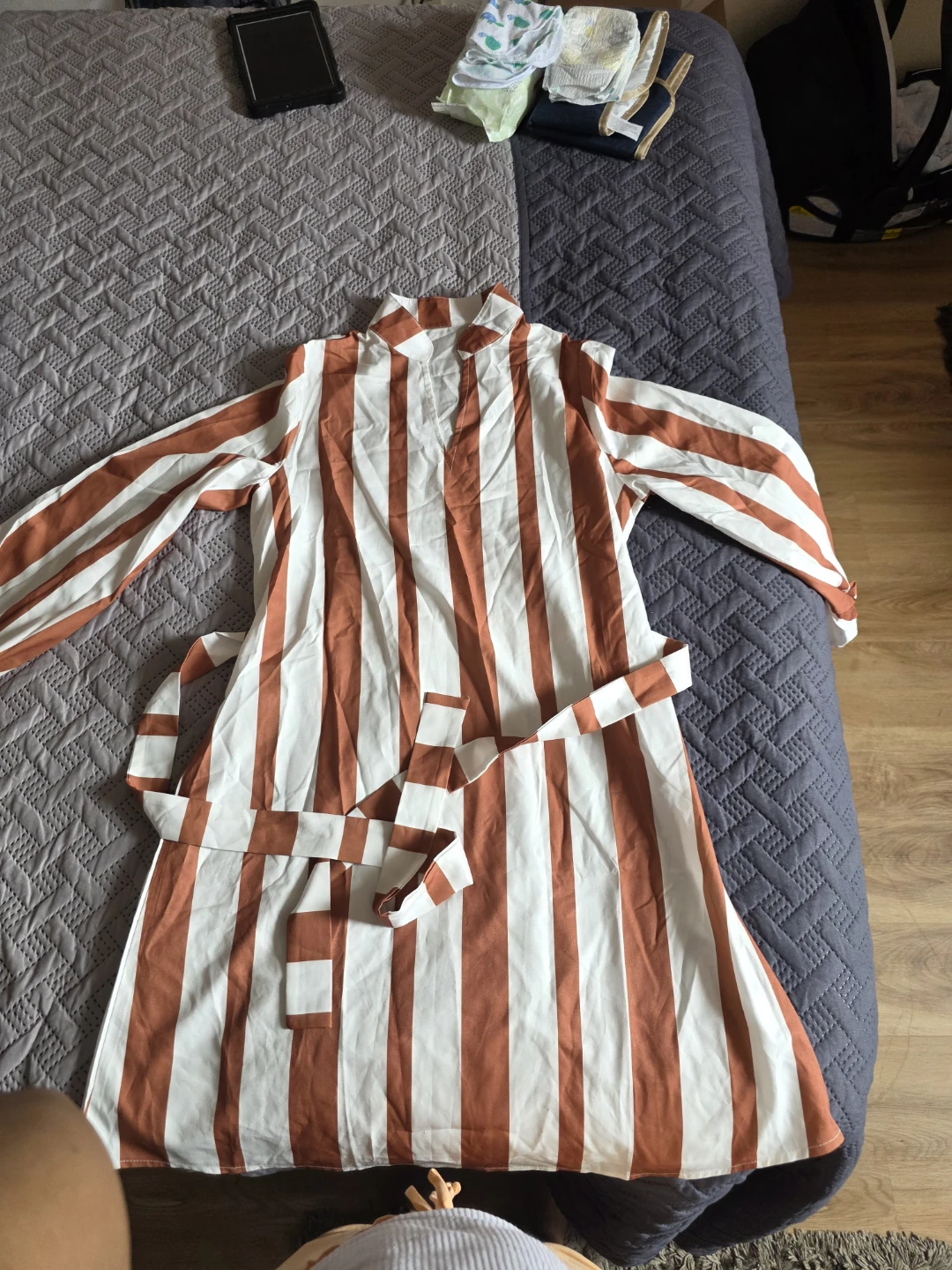 Striped Shirt Dress with Belt - photo 2