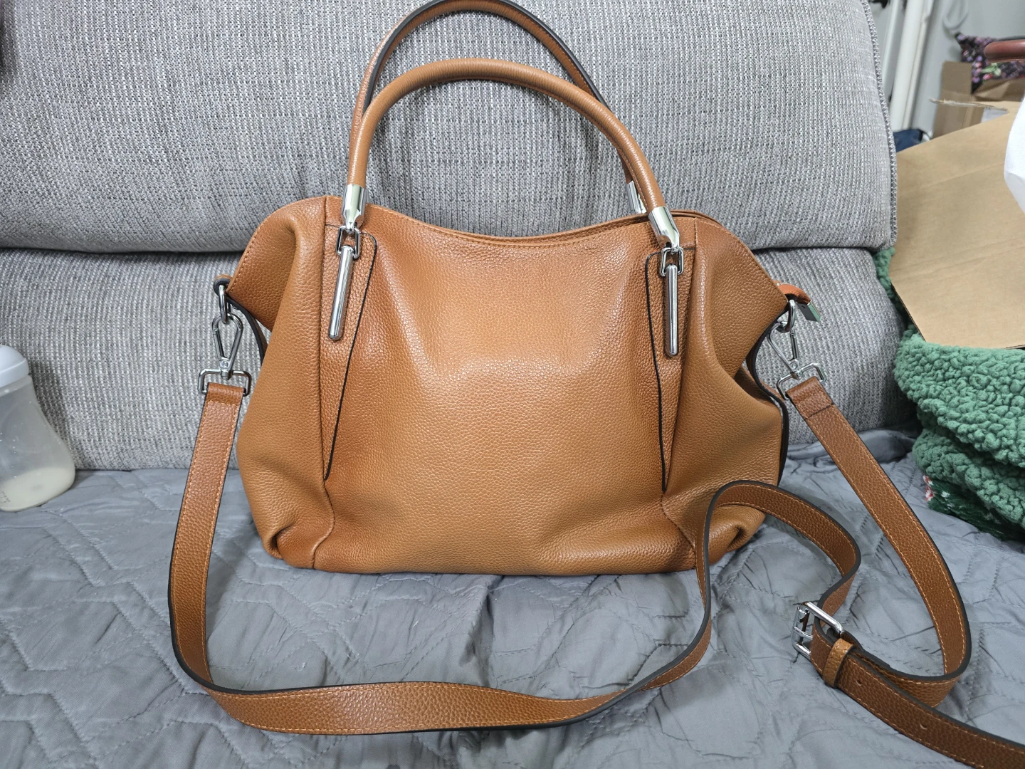 HESHE Leather Hobo Shoulder Bag - photo 2