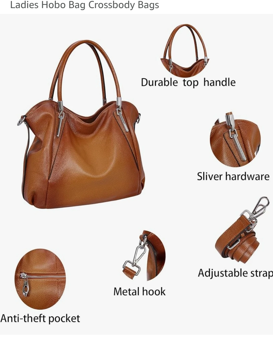 HESHE Leather Hobo Shoulder Bag - photo 4