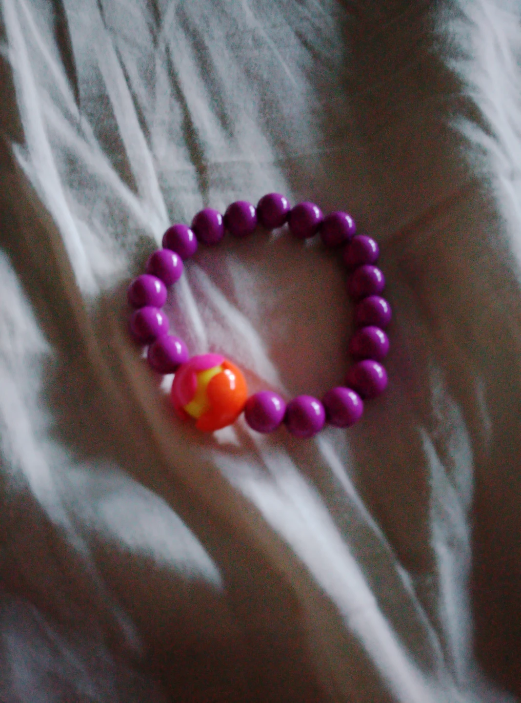 Purple Beaded Bracelet with Charm